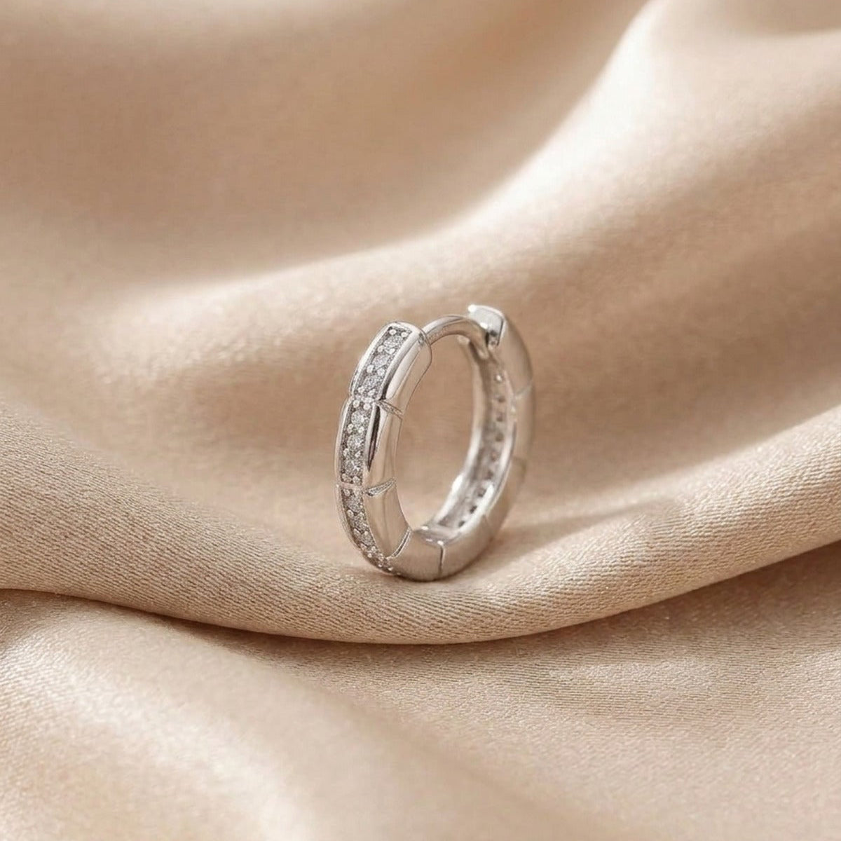 Duo Zirkon - Zirkon Taşlı Halka Tragus Helix Lobe Conch Rook Cerrahi Çelik Piercing