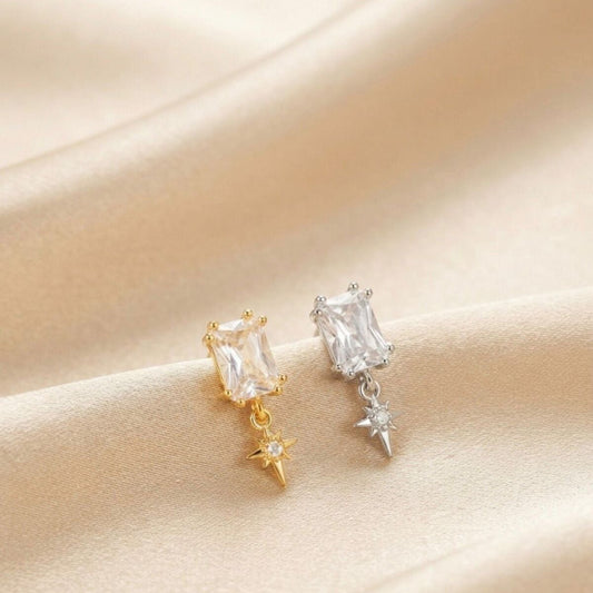 SHINE DROP - Zirkon Taşlı Tragus Helix Lobe Conch Rook Cerrahi Çelik Piercing ARKASI TOPLU