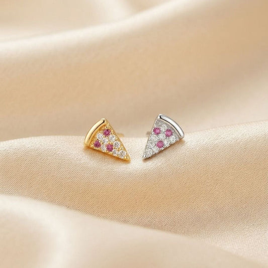 PİZZA - Zirkon Taşlı Tragus Helix Lobe Conch Rook Cerrahi Çelik Piercing ARKASI TOPLU