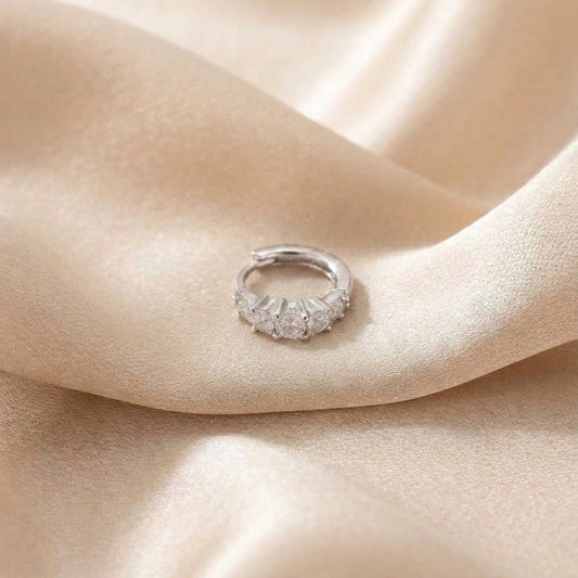Dia Silver - Zirkon Taşlı Halka Tragus Helix Lobe Conch Rook Cerrahi Çelik Piercing