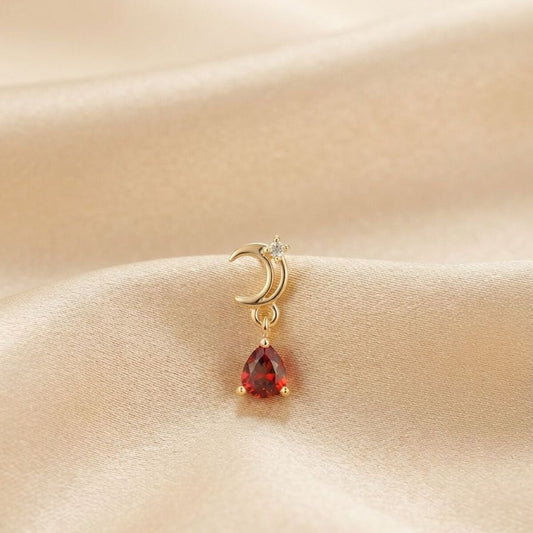 MOON LOVE - Zirkon Taşlı Tragus Helix Lobe Conch Rook Cerrahi Çelik Piercing ARKASI TOPLU