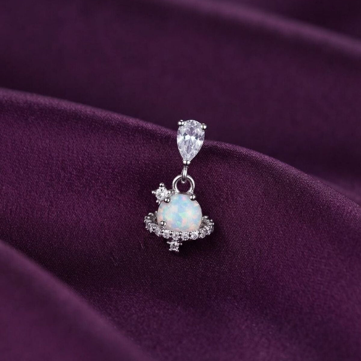 Celestial Opal - Zirkon Taşlı Tragus Helix Lobe Conch Rook Cerrahi Çelik Piercing