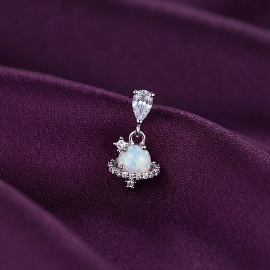 Celestial Opal - Zirkon Taşlı Tragus Helix Lobe Conch Rook Cerrahi Çelik Piercing