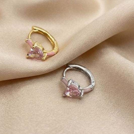 Blush Heart - Zirkon Taşlı Halka Piercing Cerrahi Çelik Piercing