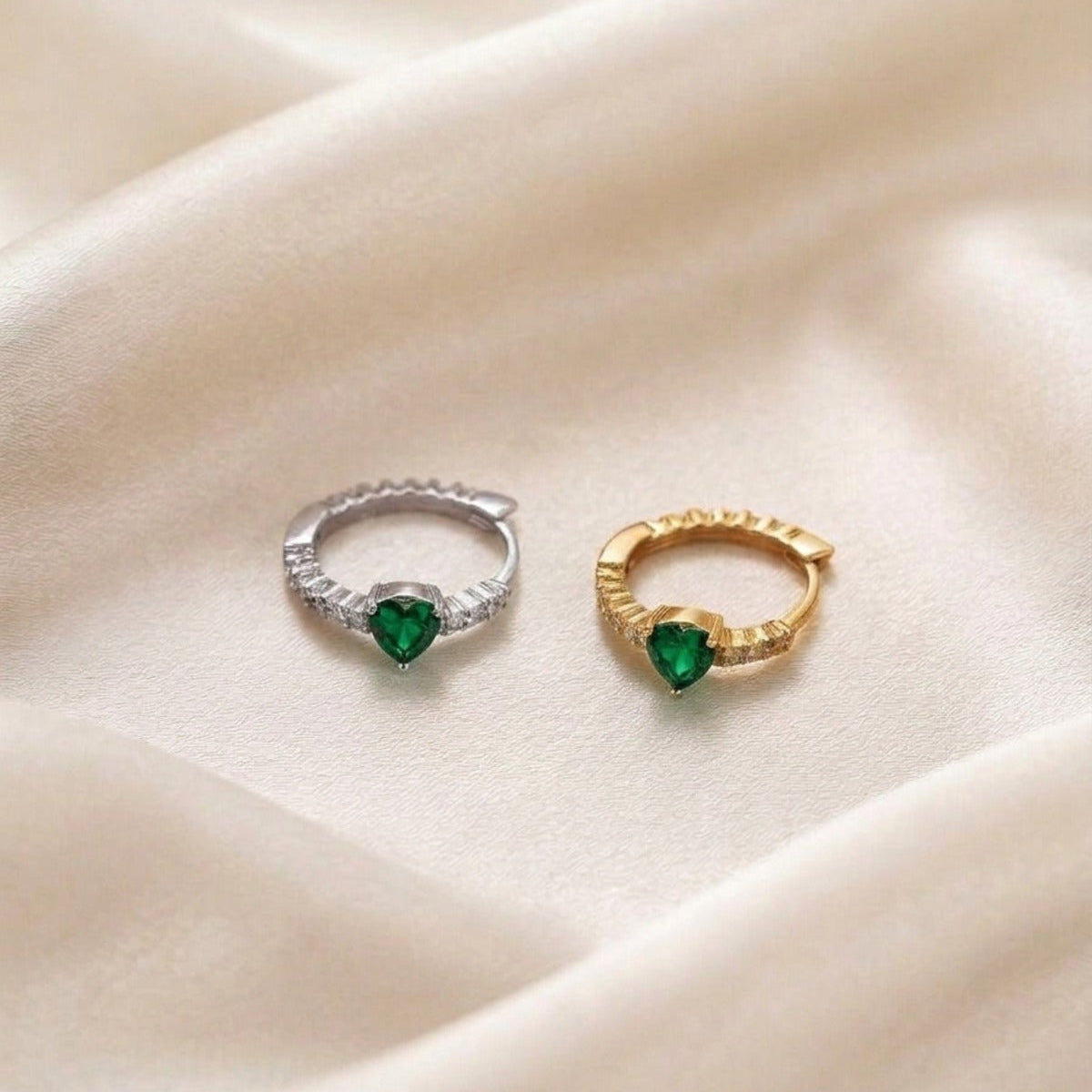 Mystic Circle Green - Zirkon Taşlı Halka Tragus Helix Lobe Conch Rook Cerrahi Çelik Piercing