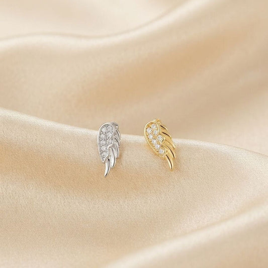 WINGS - Zirkon Taşlı Tragus Helix Lobe Conch Rook Cerrahi Çelik Piercing ARKASI TOPLU