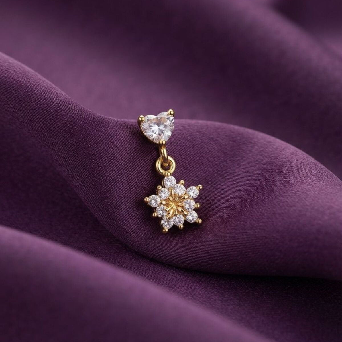 Golden Bloom - Zirkon Taşlı Halka Tragus Helix Lobe Conch Rook Cerrahi Çelik Piercing