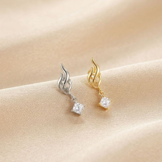 FİRE - Zirkon Taşlı Tragus Helix Lobe Conch Rook Cerrahi Çelik Piercing ARKASI TOPLU