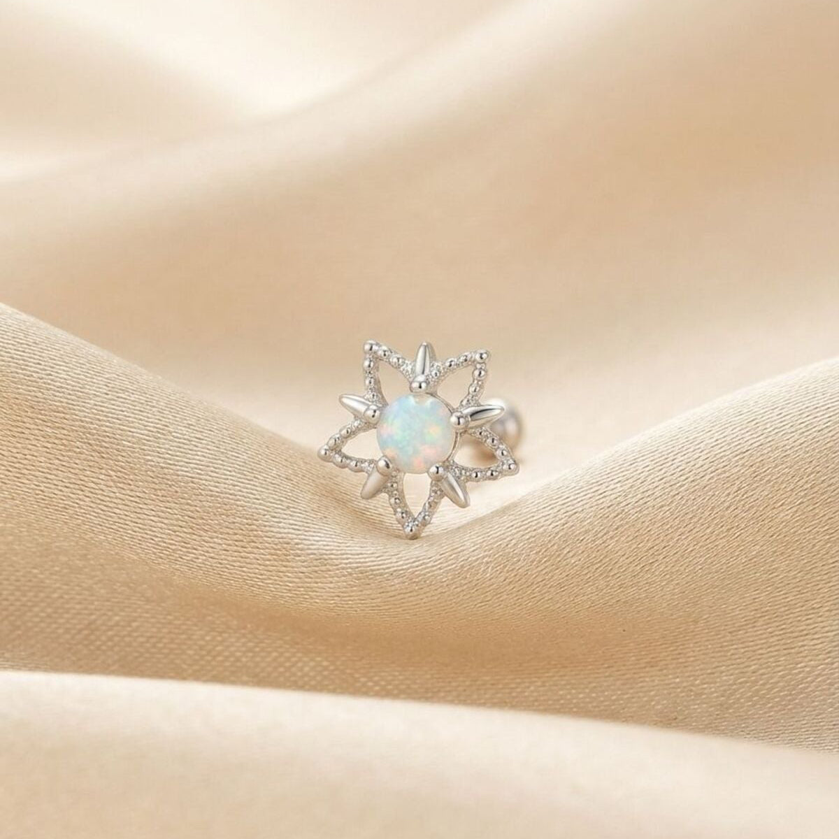FLORA - Zirkon Taşlı Tragus Helix Lobe Conch Rook Cerrahi Çelik Piercing ARKASI TOPLU