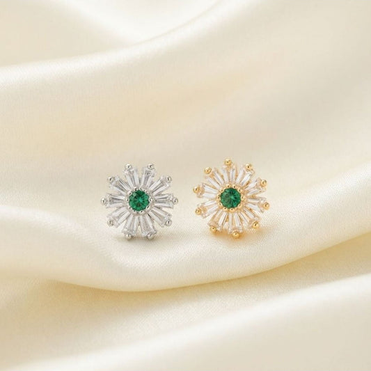 GREEN QUARTZ - Zirkon Taşlı Tragus Helix Lobe Conch Rook Cerrahi Çelik Piercing ARKASI TOPLU