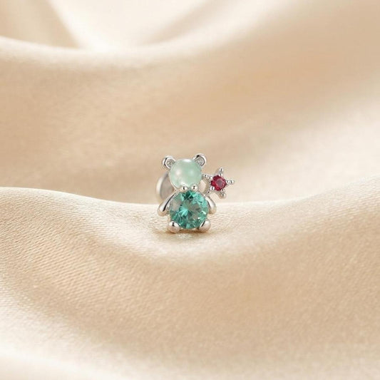 Blue Teddy - Piercing Helix Tragus Lob Kıkırdak Gümüş renk
