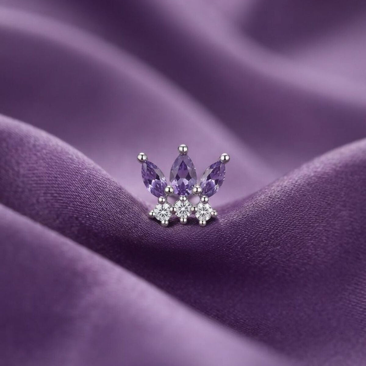 Tiara - Zirkon Taşlı Tragus Helix Lobe Conch Rook Cerrahi Çelik Piercing