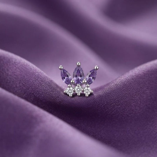 Tiara - Zirkon Taşlı Tragus Helix Lobe Conch Rook Cerrahi Çelik Piercing