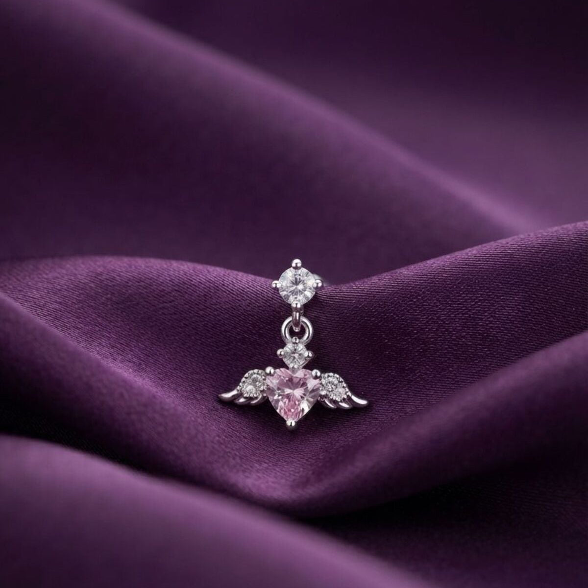 Divine Love - Zirkon Taşlı Halka Tragus Helix Lobe Conch Rook Cerrahi Çelik Piercing