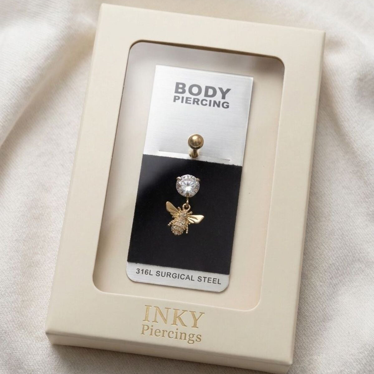 Aura Bee Göbek Piercingi Zirkon Taşlı Sallantılı Premium Gümüş altın renk seçenekleri