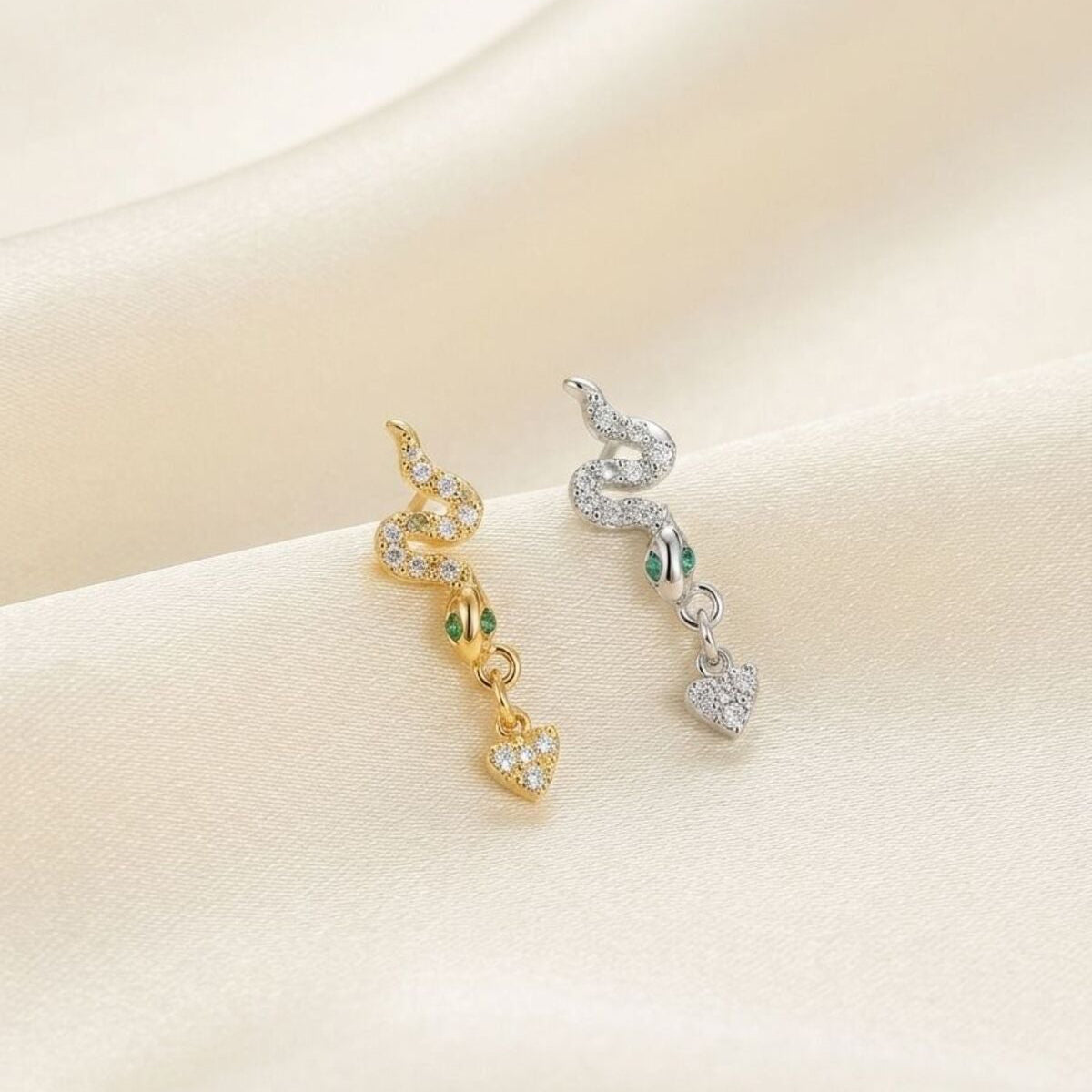 VENOM - Zirkon Taşlı Tragus Helix Lobe Conch Rook Cerrahi Çelik Piercing ARKASI TOPLU