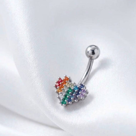 rainbow bliss Göbek Piercingi Cerrahi çelik premium gümüş renk