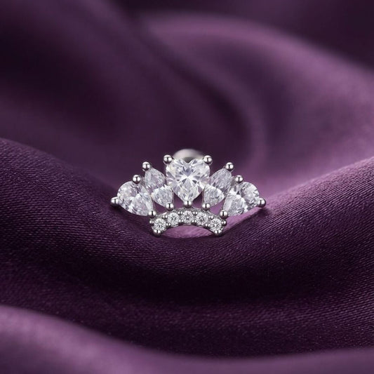 Royal Tiara - Zirkon Taşlı Tragus Helix Lobe Conch Rook Cerrahi Çelik Piercing