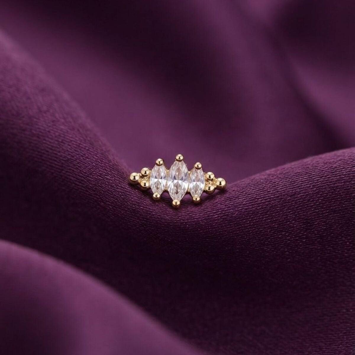 Aveline - Zirkon Taşlı Tragus Helix Lobe Conch Rook Cerrahi Çelik Piercing