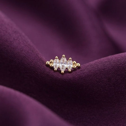 Aveline - Zirkon Taşlı Tragus Helix Lobe Conch Rook Cerrahi Çelik Piercing